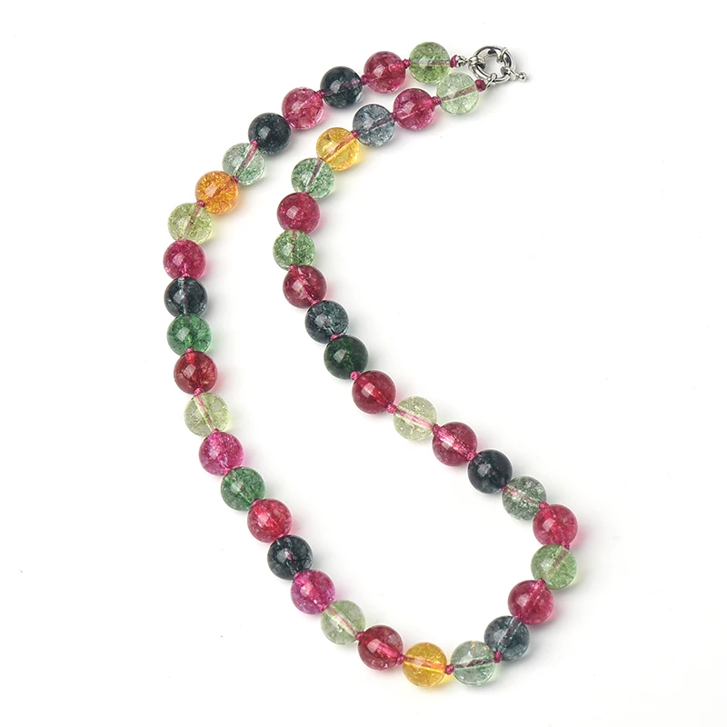 There has A Variety  Of Color  Combinations And  Radial  arrangement  Customized 10 MM Glass tourmaline Necklace