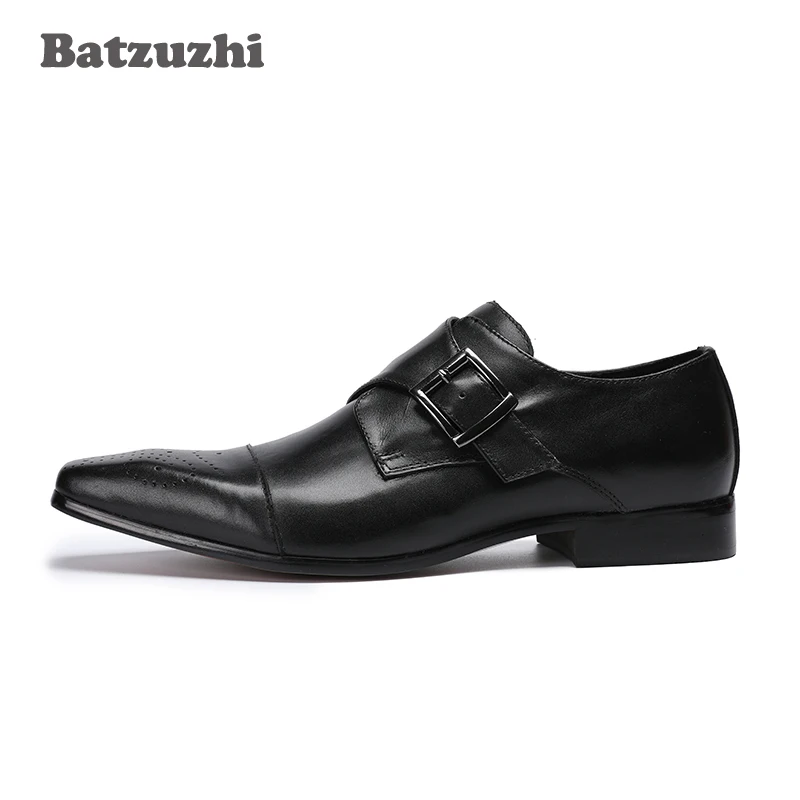 Batzuzhi Luxury Leather Shoes Men Pointed Toe Classic Black Leather Men's Business Dress Shoes Formal Suit Leather Dress Shoes