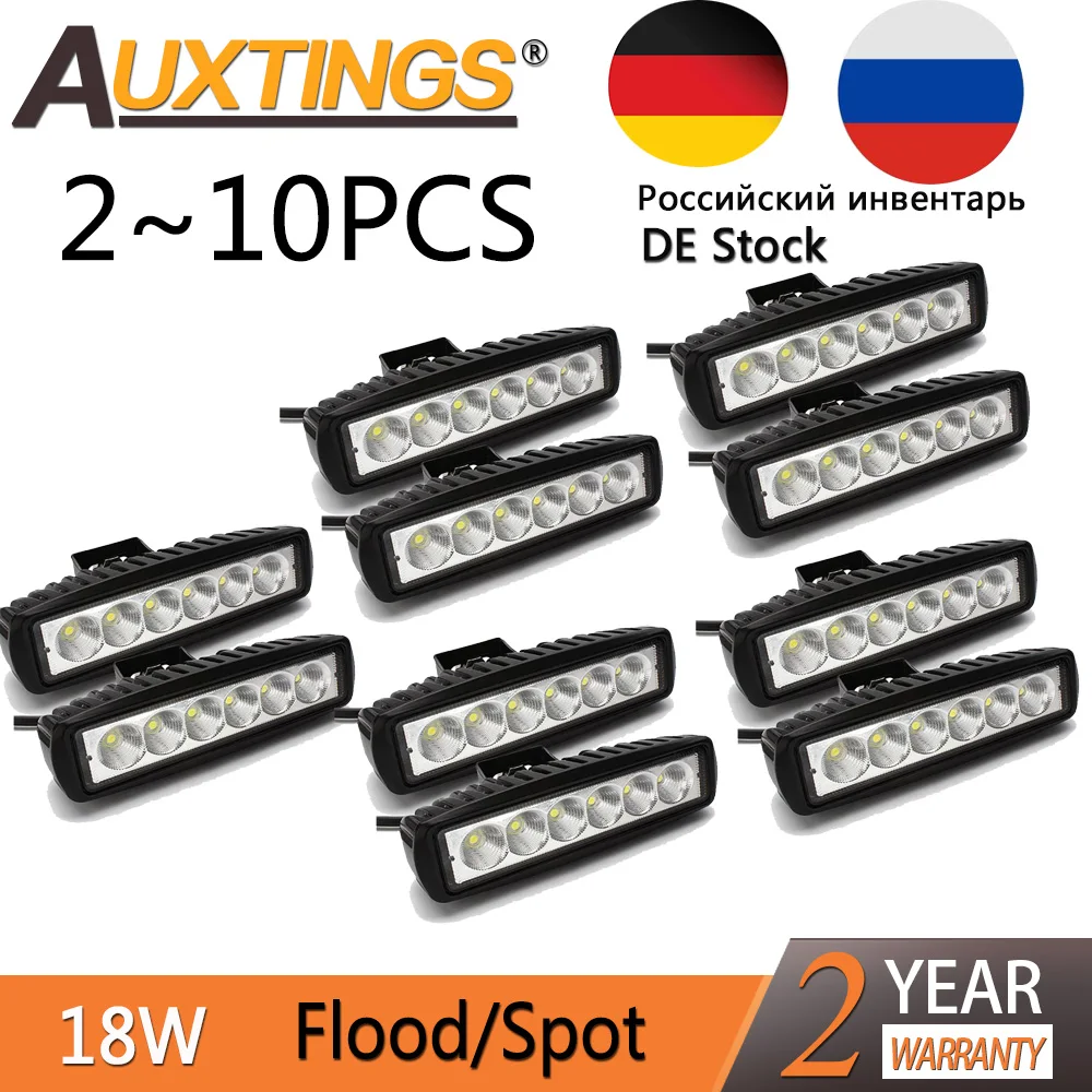 Auxting 6in 18W LED 작업 표시 줄 스포트 라이트 투광 램프 운전 안개 오프로드 LED 작업 자동차 라이트 SUV 4WD led 빔 12V 24V