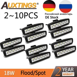 Auxting 6in 18W LED 작업 표시 줄 스포트 라이트 투광 램프 운전 안개 오프로드 LED 작업 자동차 라이트 SUV 4WD led 빔 12V 24V