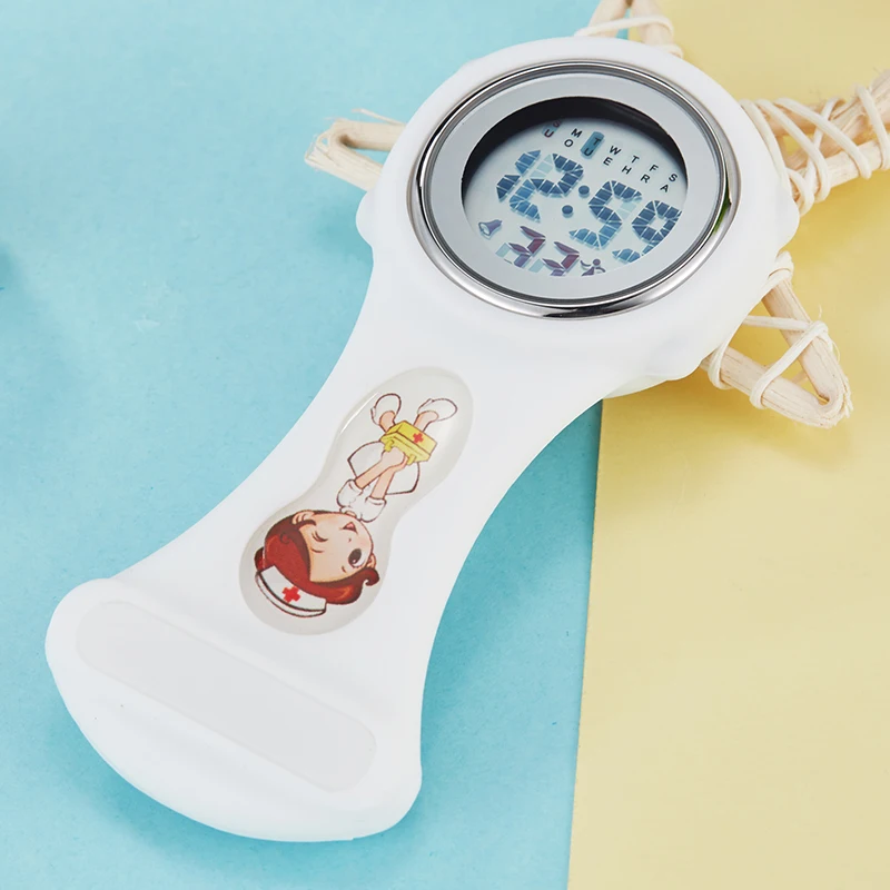 

New Silicone Digital Nurse Watch Alarm Stopwatch Luminous Medical Lapel Doctor Brooch Pocket Watch Clip-in Fob Nurse Watch