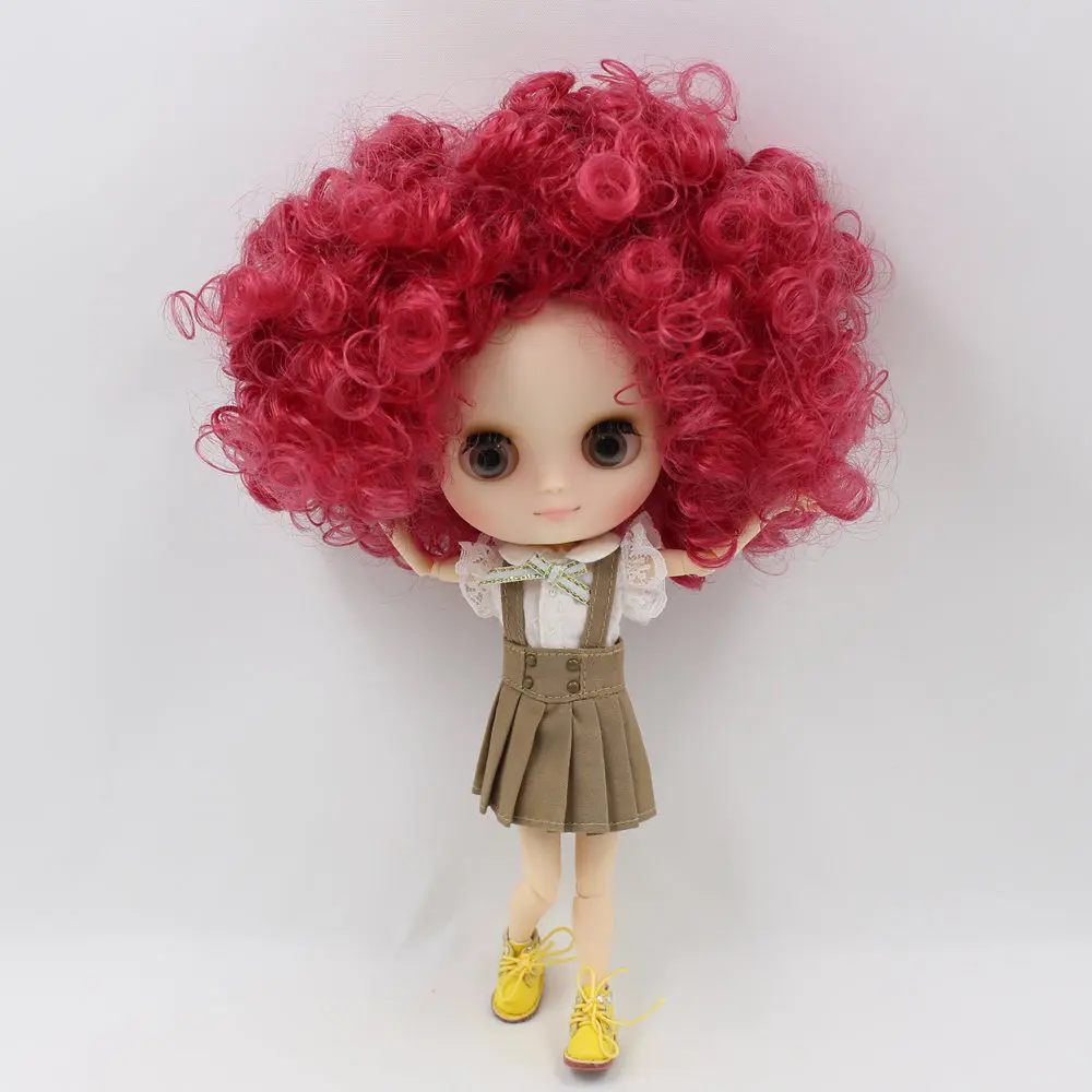 ICY DBS Middie Blyth doll Series No.QE155 Rose Red curly afro hair Matte face 1/8 BJD