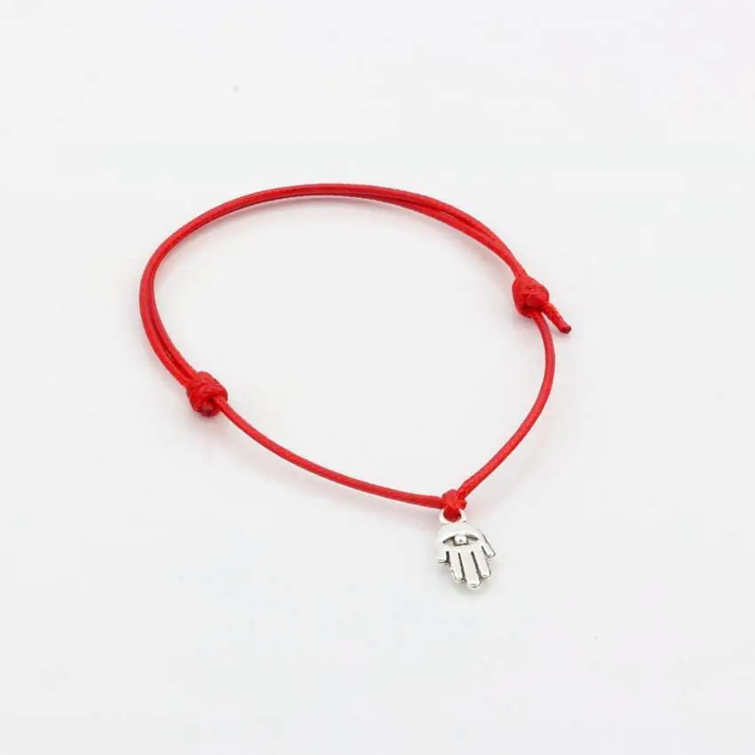 12Pcs Mixed Kabbalah Hamsa Hand Star OF David Charms Red Color Wax Rope Adjustable Bracelets S112L33