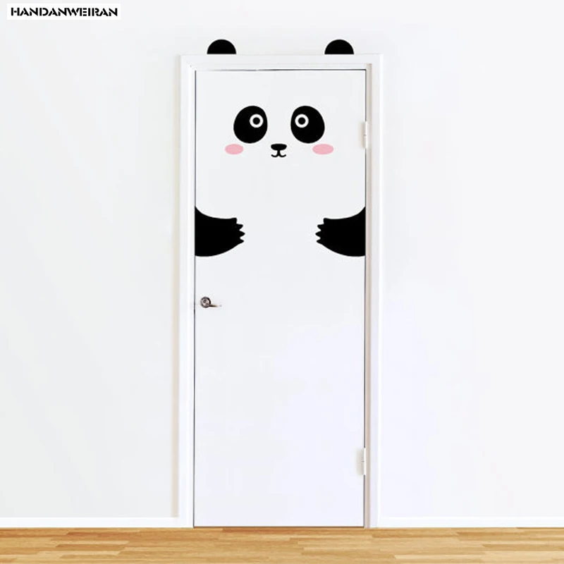 

1Sets NEW Cartoon Panda 3D Wall Stickers For Kids Rooms Door Home Decoration Sticker Refrigerator Removable Waterproof Art Poste