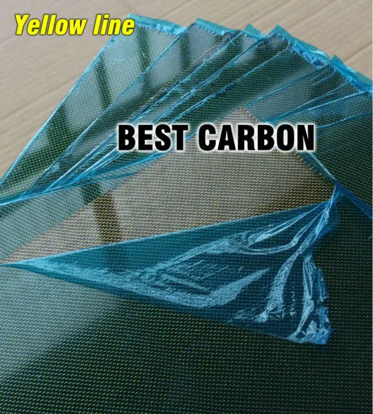 Free shipping 400mm x 500mm Yellow line glossy Carbon Fiber Plate, cf plate , carbon sheet ,carbon panel