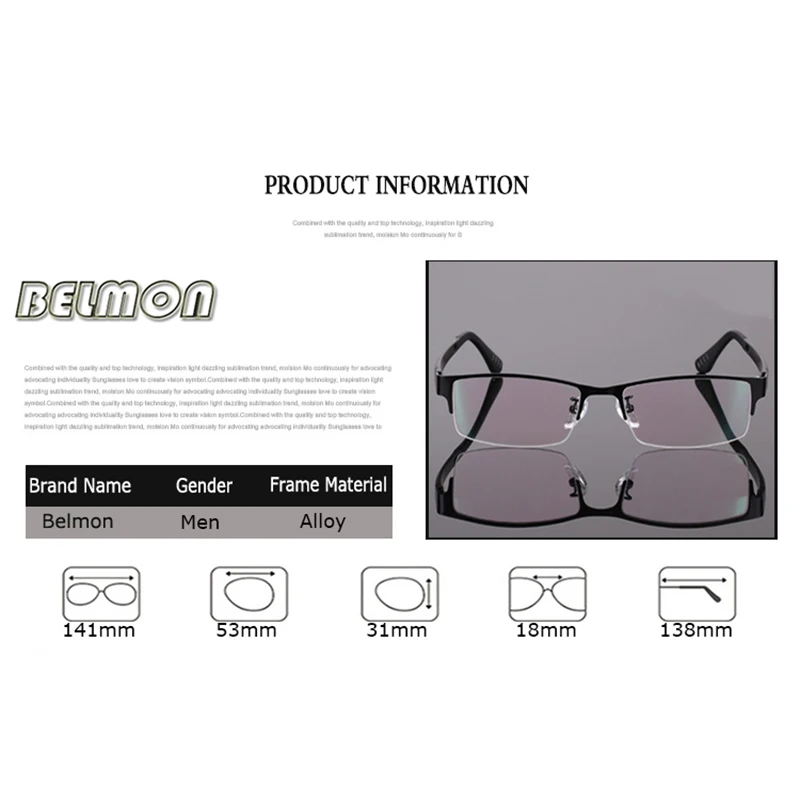 BELMON Spectacle Frame Eyeglasses Men Computer Optical Eye Glasses For Male Transparent Clear Lens Armacao 0 de grau RS301