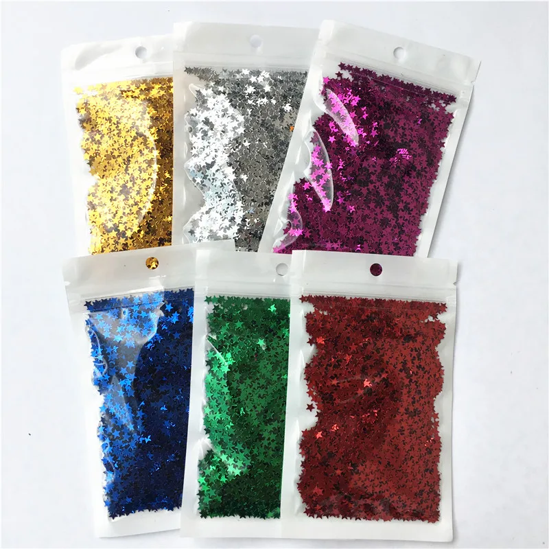 10g/Pack 4mm Star Shape Nail Sequin Silver-Base PVC loose Sequins Paillettes Glitter Nail Art manicure/Slime Wedding confetti