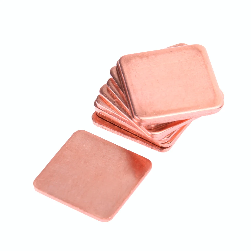 10Pcs 15*15mm 0.3/0.4/0.5/0.8/1.2/1.5/1.8/2 Thickness Heatsink Copper Shim Thermal Pads Heat Sink for Laptop IC Chipset GPU CPU