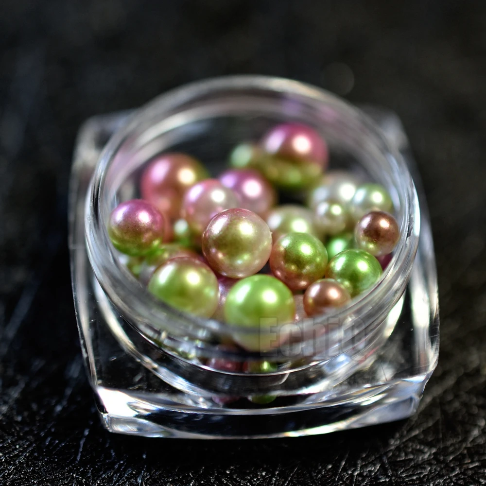 Gradient Mermaid Pearl Beads Purple Pink Green Gems Japan Popular Round 3D Nail Decoration Mixed Size DIY Nail Decor Accessories