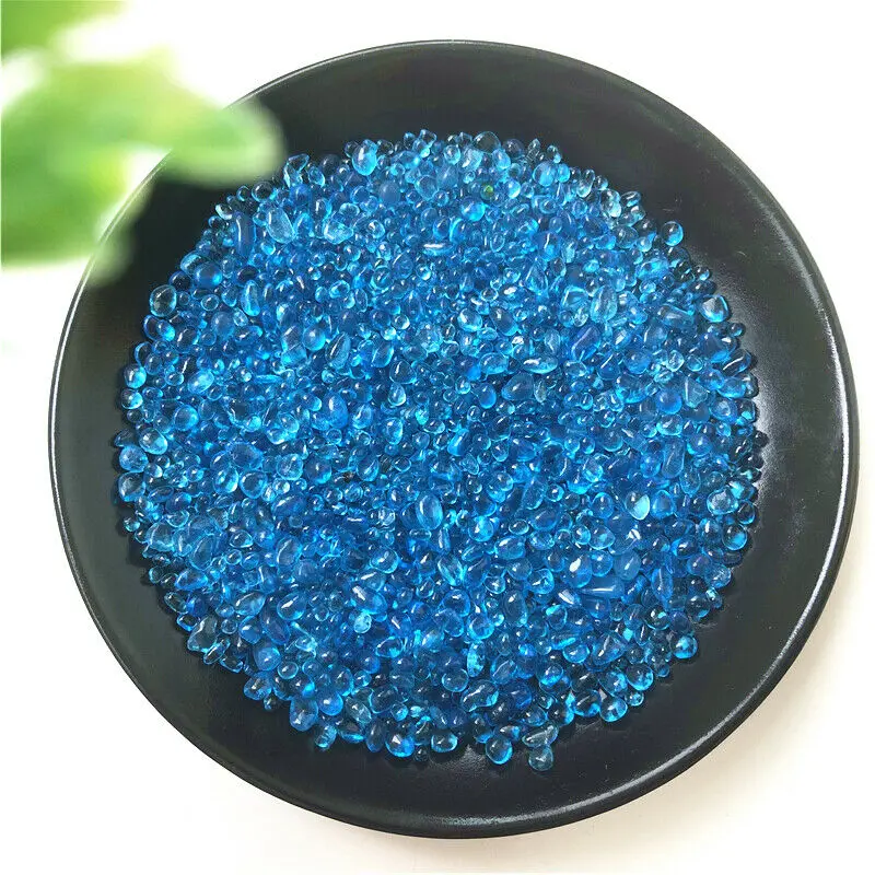 Wholesale 50g 2-5mm K5 Sea Blue Glass Gravel Glaze Stone Rock Polished Aquarium Specimen Healing Crystals