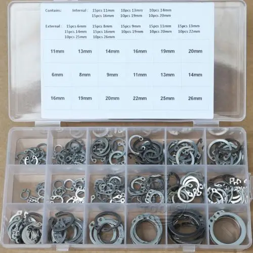 

18 kinds of 304 Stainless Steel Circlip Retaining Ring Snap Ring Assortment Kit