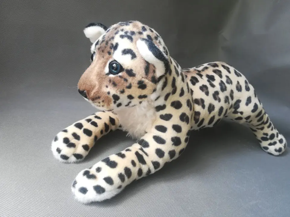 about 42cm real life toy lying leopard plush toy soft doll toy birthday gift h2379