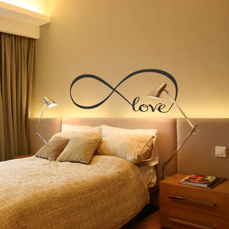 Love Infinity Wall Stickers Home Decor Bedroom Decor Infinity Symbol Word Vinyl Art Mural Couple Room Decal Wallpaper Decoration