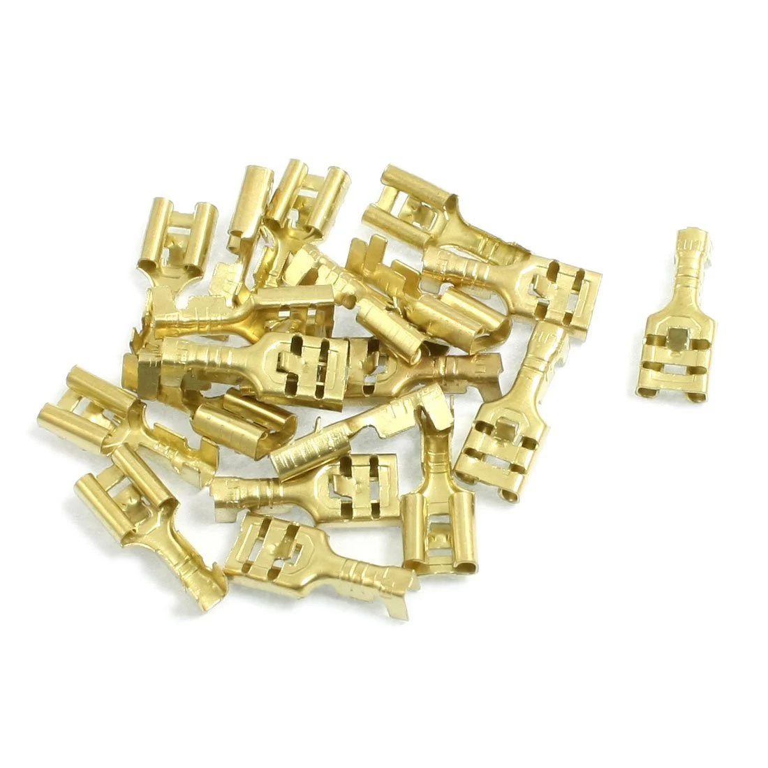 MYLB-Brass 6.3 mm Connectors Female Spade Cable Terminals, 20 Piece