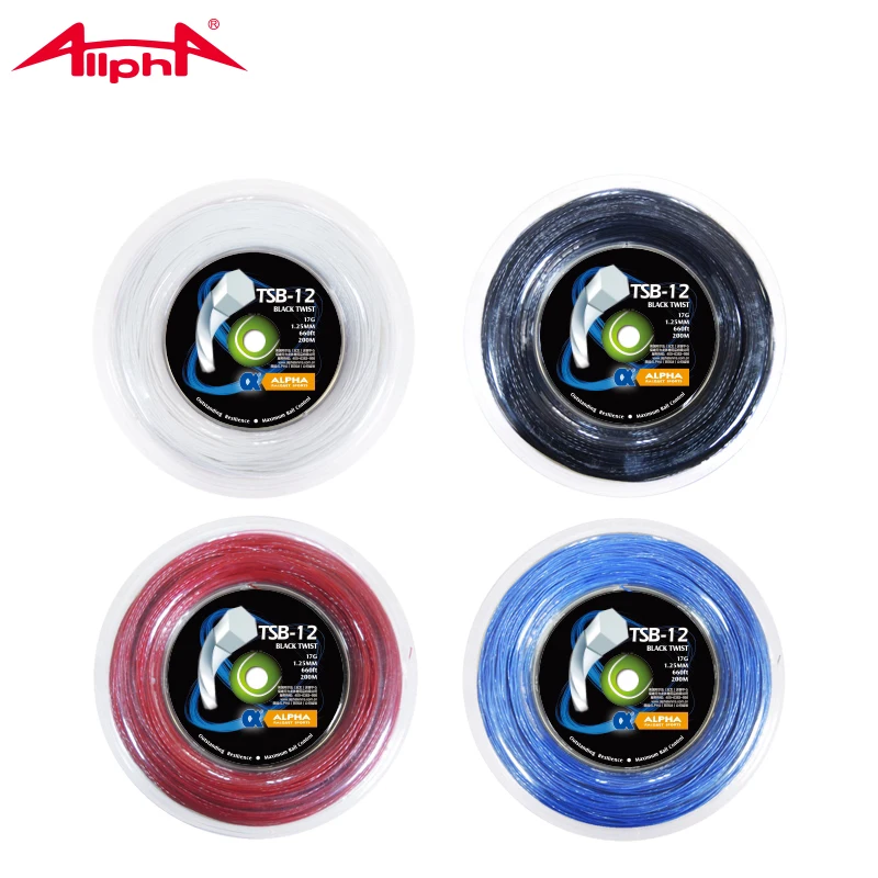 Alpha Tennis String 200m Reels Durable 17G/1.25mm Black Screw Hexagonal Controll Poly Tennis String 45-65LBS Germany String