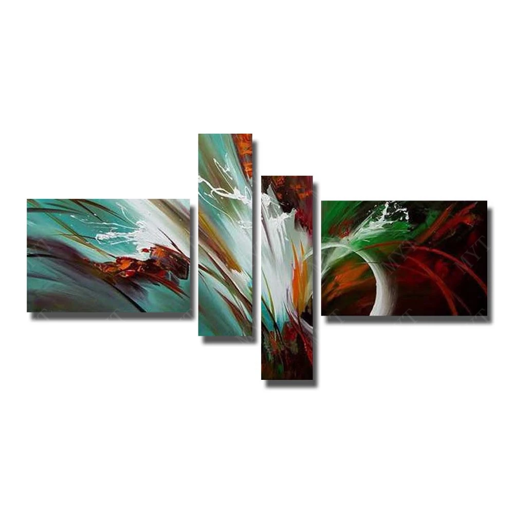 4 Peices Modern Canvas Art  for Living Room Decor No Framed and With Framed  High Quality Abstract Oil Painting Knife Art