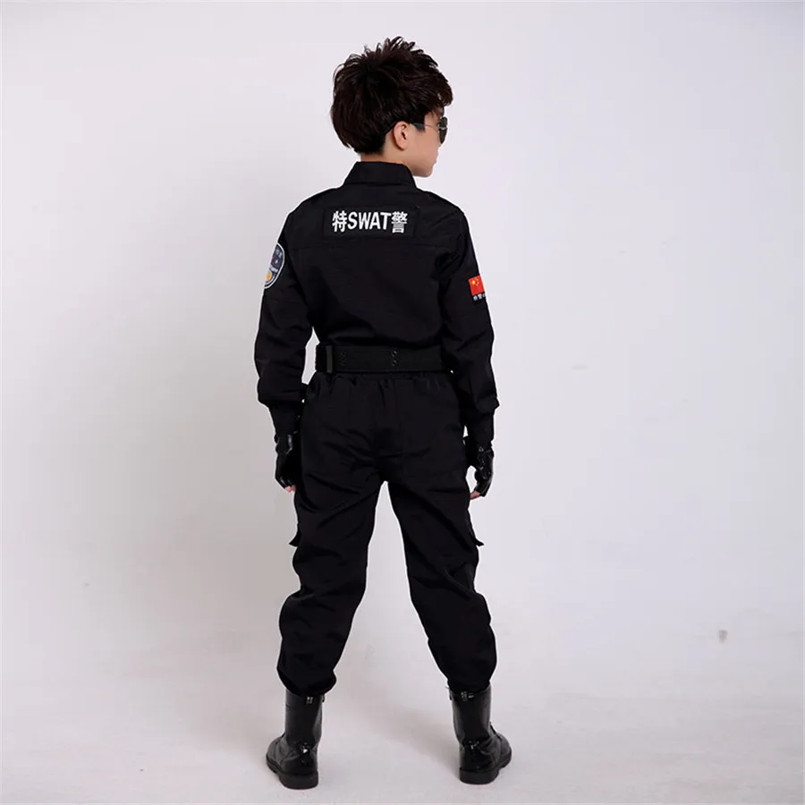 Kids Birthday Gift Party Wear Performance Policemen Cosplay Costumes SWAT Stage Performance Fancy Boys Training Clothing