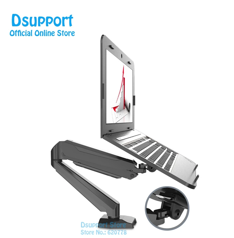 

2 In 1 GM212U-D Full Motion Desktop Notebook Laptop Holder Display Mount Bracket With Audio and USB Port 17 inch Lapdesk