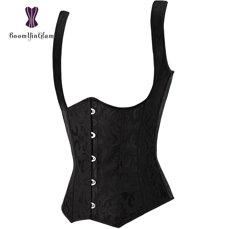 Plus Size Personality Straps Steel boned Women Vest Slimming Waist Cincher Shaper Brocade Body Shapewear Corset 824#