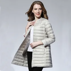 Frau Frühling Padded Warme Mantel Ultra Licht Ente Unten Jacke Lange Weibliche Mantel Schlank Solide Jacken Winter Mantel Tragbare Parkas