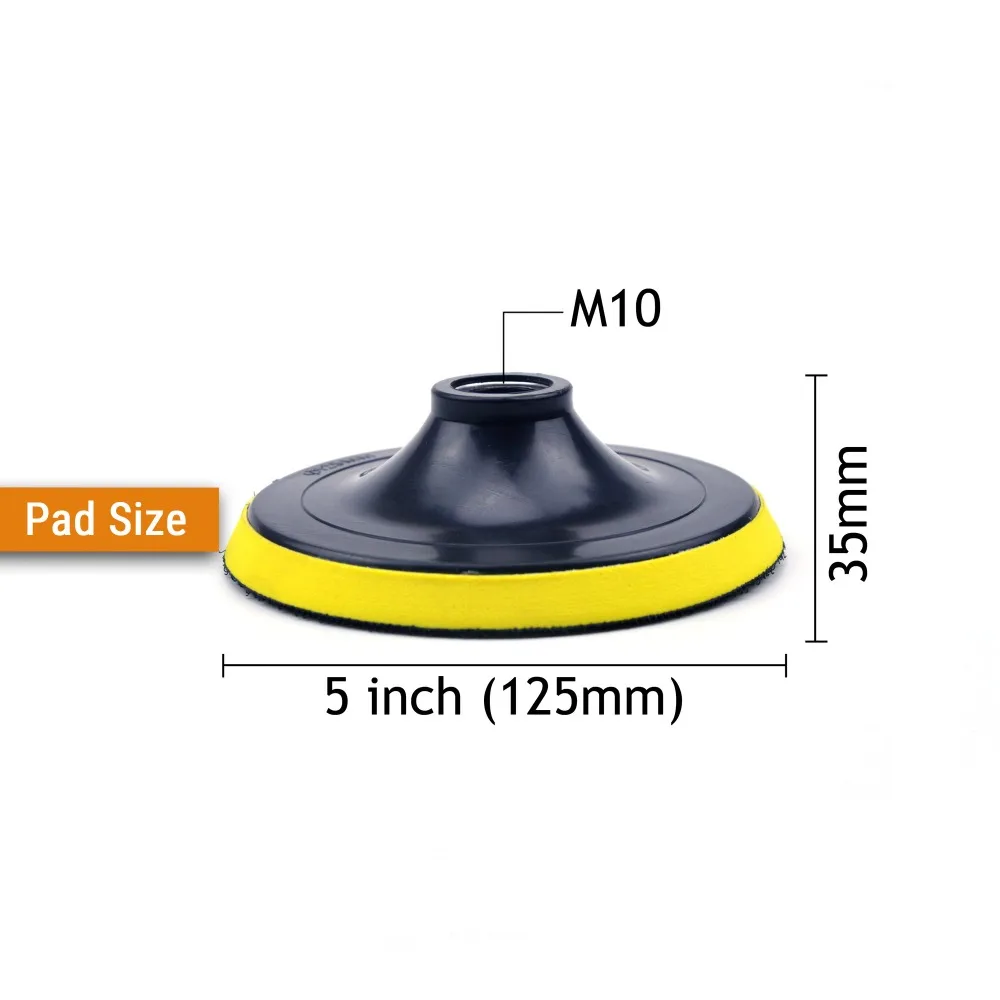 5 zoll (125mm) m10 Gewinde Zurück-up Schleifen Pad + 6,35mm/8mm Schaft für 5 "Haken & Schleife schleif Scheiben, winkel Grinder Zubehör