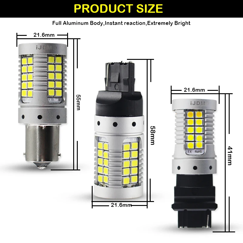 iJDM 1156 LED Canbus Error Free 3156 7440 LED For Turn Signal Lights, Brake Lights, Back up Reverse Lights  White Red yellow 12V
