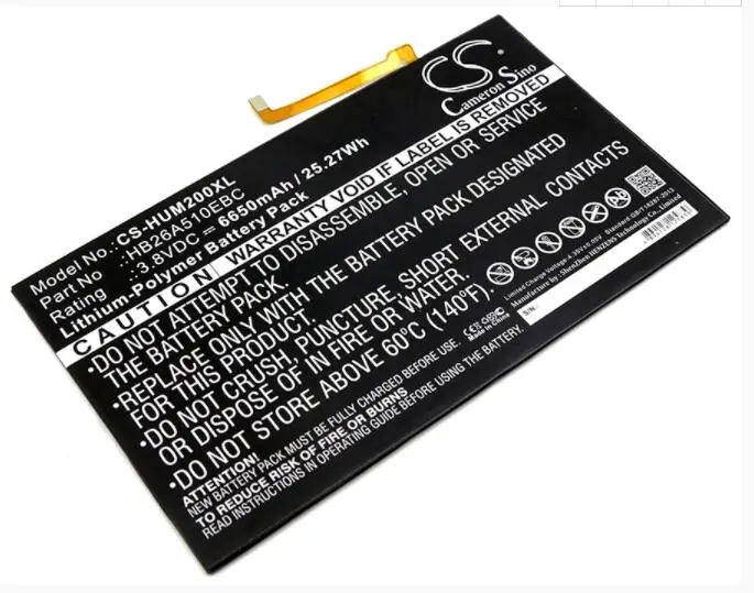 

Cameron Sino 6650mah battery for HUAWEI FDR-A01w -A03L M2-A01L -A01W MediaPad T2 10.0 Pro WiFi HB26A510EBC