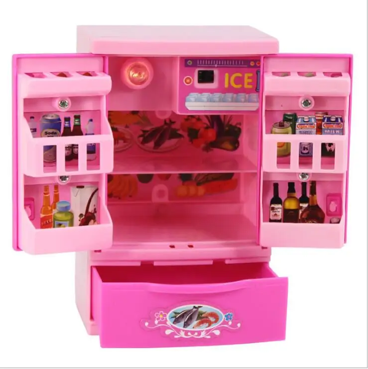 Mini Acessórios Frigorífico Play Set para Barbie Doll, Casa de Sonho Móveis, Cozinha Geladeira, BJD Boneca Acessórios, 1:6, Fashion