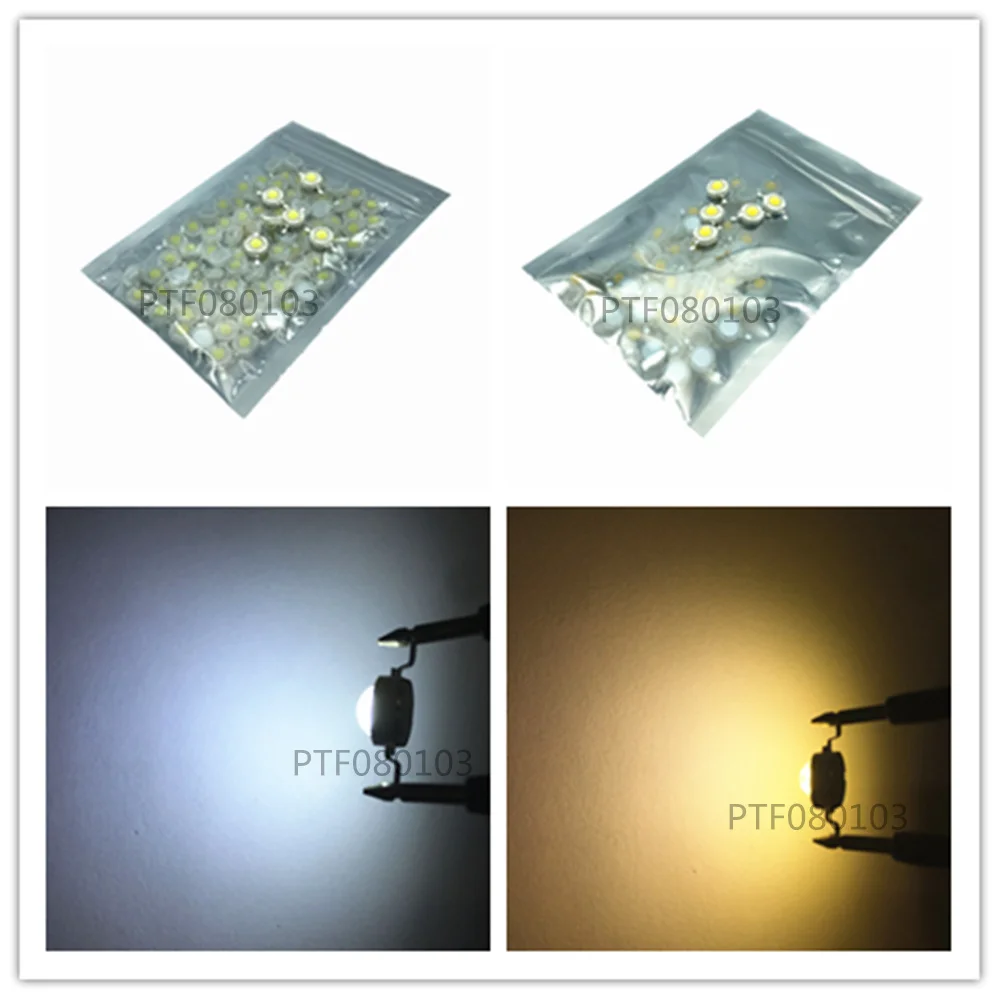 50PCS 1W 3w High power LED Lamps white /warm white 30mil 45mil Chips high light lights