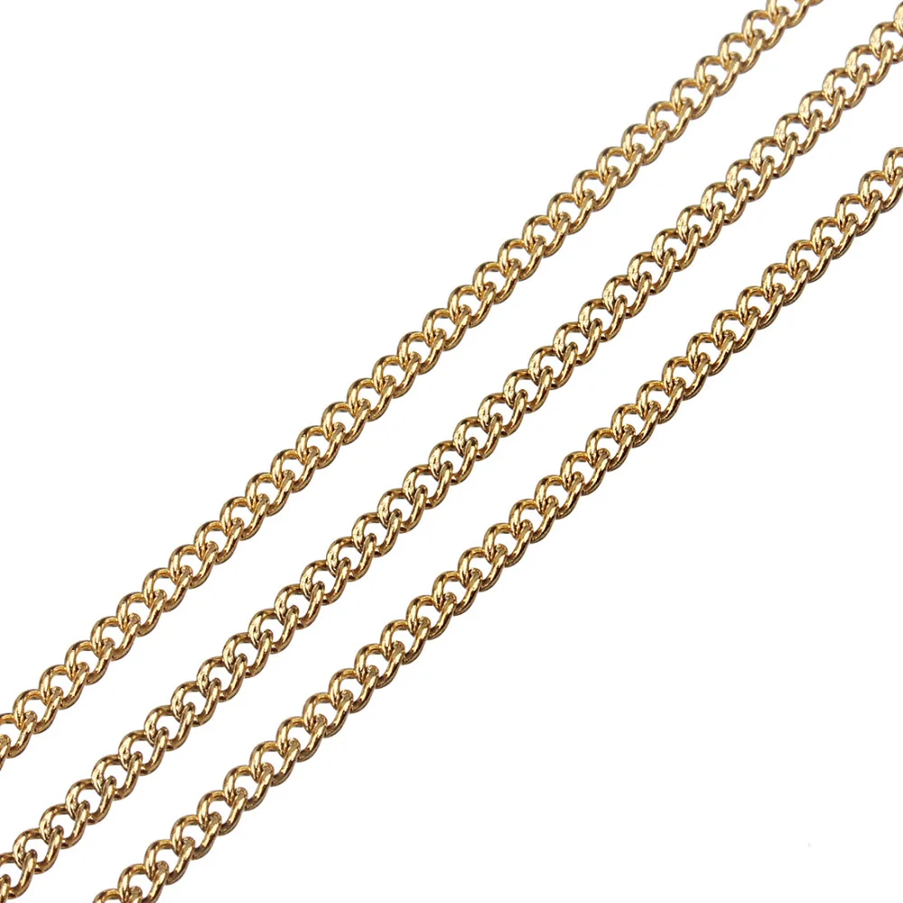 LOULEUR 10 Yard/lot Stainless Steel Link Chain Wide 1.5mm 2.0mm 2.5mm Gold Color Chain for Necklace Bracelet DIY Jewelry Making