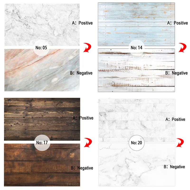 Double-sided Different Styles Woodgrain Cement Marble Texture Photography Backdrop Paper Studio Prop for Food Cosmetic Mini Item