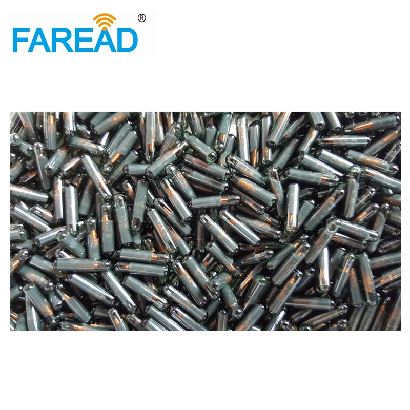 X30pcs 1.4*10mm EM4305 LF microchip de etiqueta de vidro 134.2Khz FDX-B, microtransponder para identificação de gado