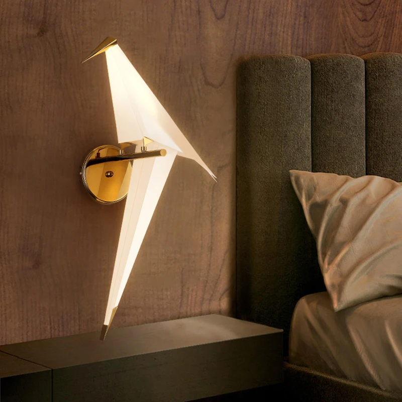 Modern wall light bird acrylic origami creative design minimalist wall light bedside hotel lounge wall lights for living room