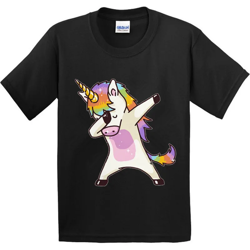 Kids Dabbing Unicorn Printed Cartoon Design 100% Cotton T Shirt Boys/Girls Short Sleeve Tops Children Cute T-Shirt,GKT033