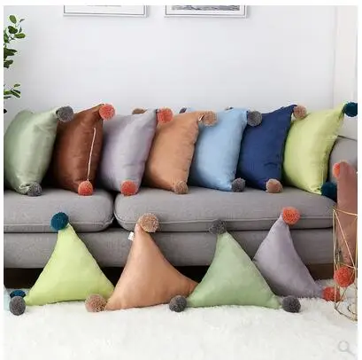 Modern minimalist solid color ball sofa pillowcase Office removable and washable coreless cushion cover