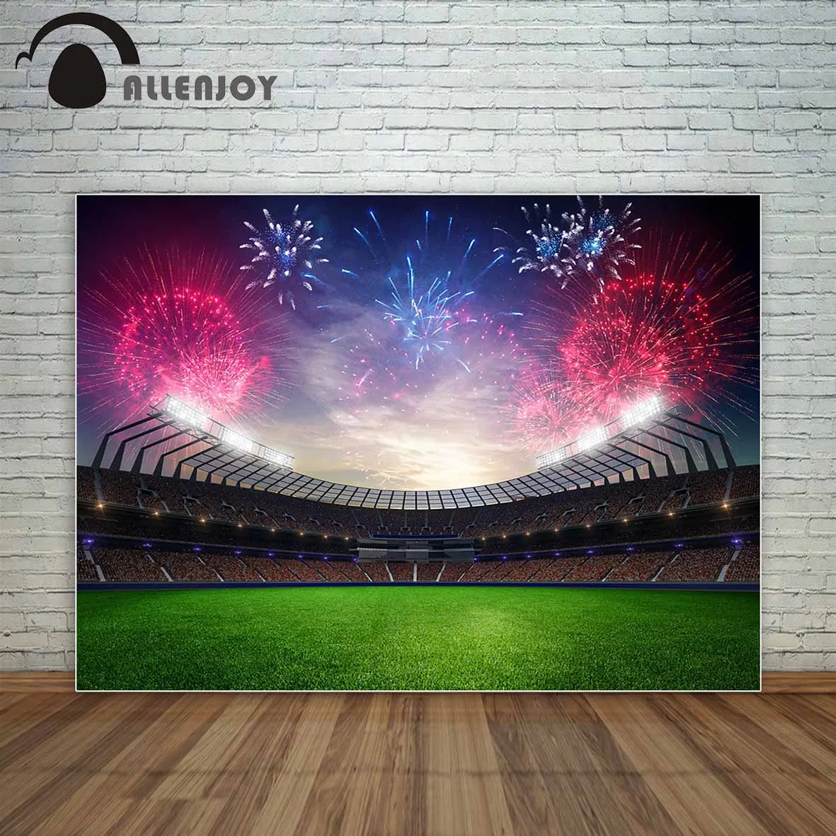 

Allenjoy Football Photophone Field Fireworks Birthday Baby 2022 New Year Wedding Photocall Background Backdrop Photography