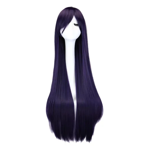 Imagen 1 del producto Peluca de cosplay larga y recta, negro, morado, negro, rojo, rosa, azul, marrón oscuro, pelucas de pelo sintético de 100 cm