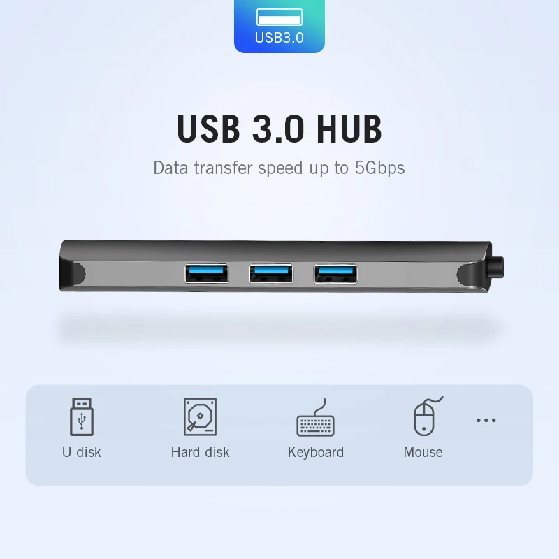 Imagem -04 - Venção Usb-c Hub tipo c Hub para Hub Usb 3.0 Adaptador Thunderbolt Rj45 Hdmi 3.5 Milímetros de Áudio para Macbook Pro Samsung Galaxy s9 Usb Hub c