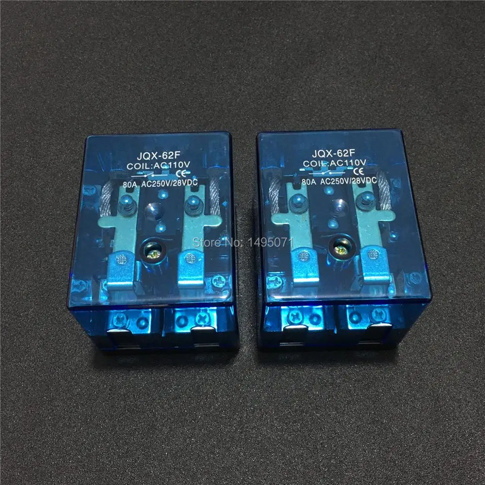 

2pcs High Power Relay JQX-62F-2Z 80A Silver Contact 12VDC 24VDC 110VAC 220VAC Electromagnetic Relays JQX-62F 2Z DPDT 2NO 2NC