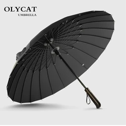 OLYCAT-Large Rain Umbrella for Men and Women, Windproof, Walking Stick, Golf Umbrellas, Parasol Cane, 24K