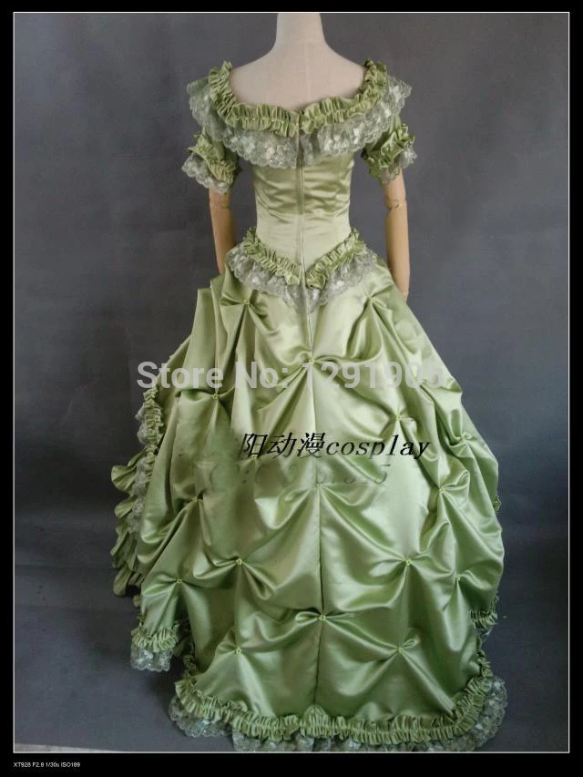 light green lace ruffles medieval dress ball gown princess Medieval Renaissance Gown queen Costume Victorian Belle ball gown