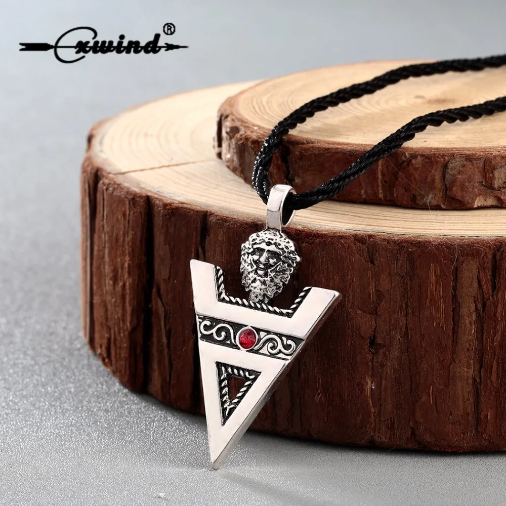 Cxwind Retro Veles Sign Necklace & Pendant Slavic Culture Pagan\'s Amulet Triangle Crystal Necklace Statement Jewelry Collier