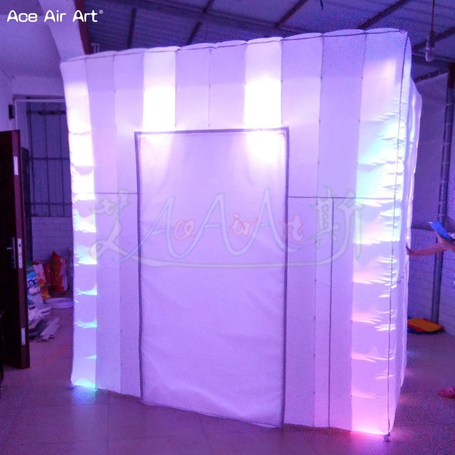 2.4 m x 2.4 m x 2.4 m led photo canopy inflatable photo booth with biggest Inner Space and removable door curtain