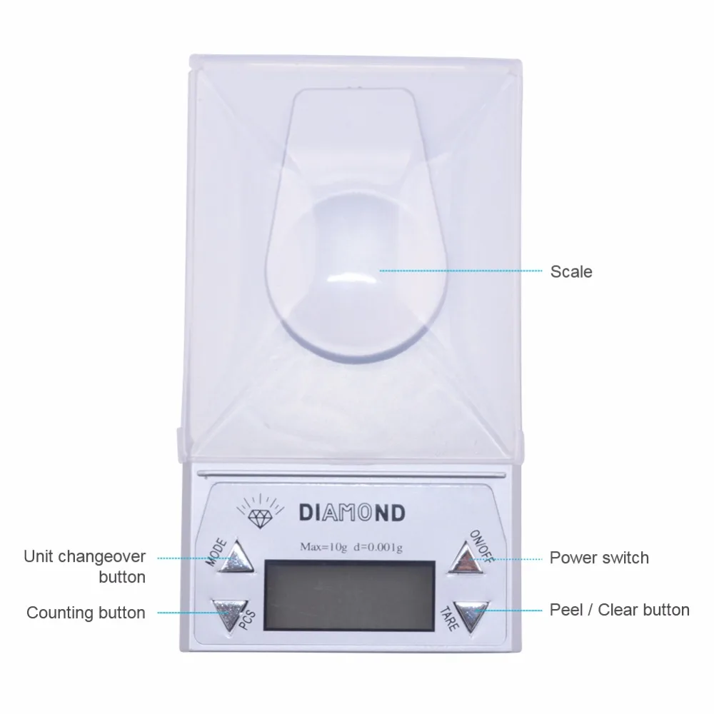 best selling 0.001/ 10g 0.001g-10g LCD Digital Jewelry weighing Diamond Pocket Waage Scale Gem weight