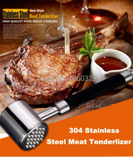 European Novelty Cooking Tools 304Stainless Steel Needle Meat Steak Tenderizer Two-sided Hammer  Kitchen Utensil Tools Accessory