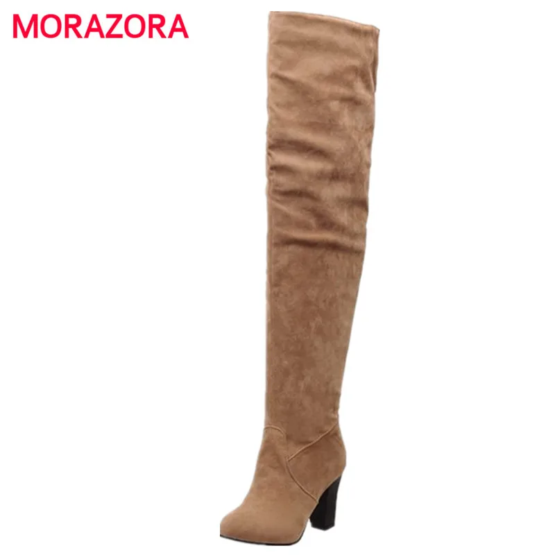 MORAZORA Big size 34-45 2022 Women Boots Thick High Heel Over the Knee High Boots Autumn Winter Boots Fashion Thigh High shoes