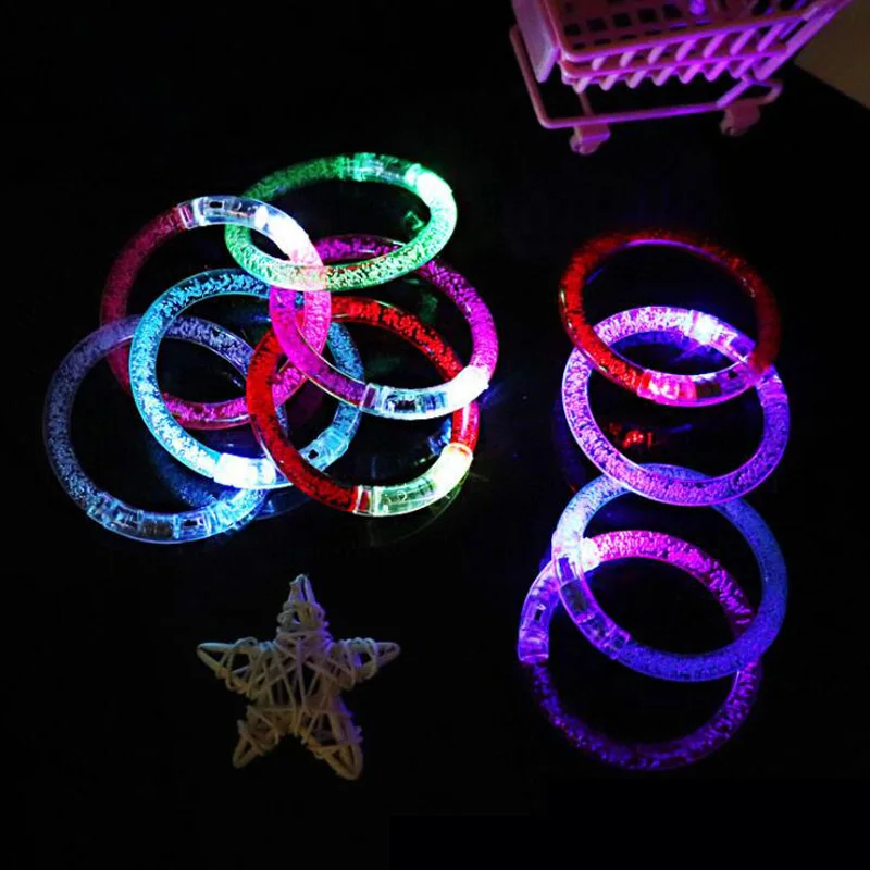 Pulseira de luz acrílica 10 embutida colorida flash de led bracelete de bolhas brinquedos