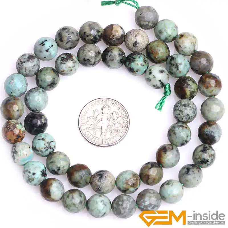 Natural Stone Beads Africa Turquoises Faceted Round Beads For Jewelry Making 15 inch DIY Loose Bead For Bracelet Necklace