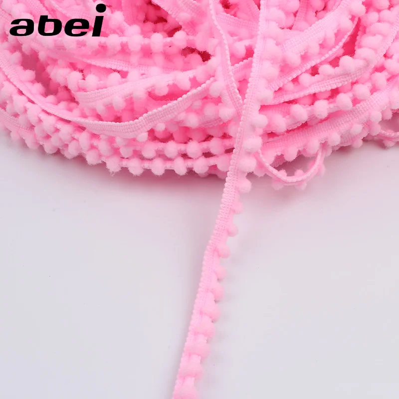 

5yards 12mm Baby Pink Pom Pom Ball Lace Ribbon Clothes Jeans Curtain Hometextile Sewing lace trims Garment Accessories DIY