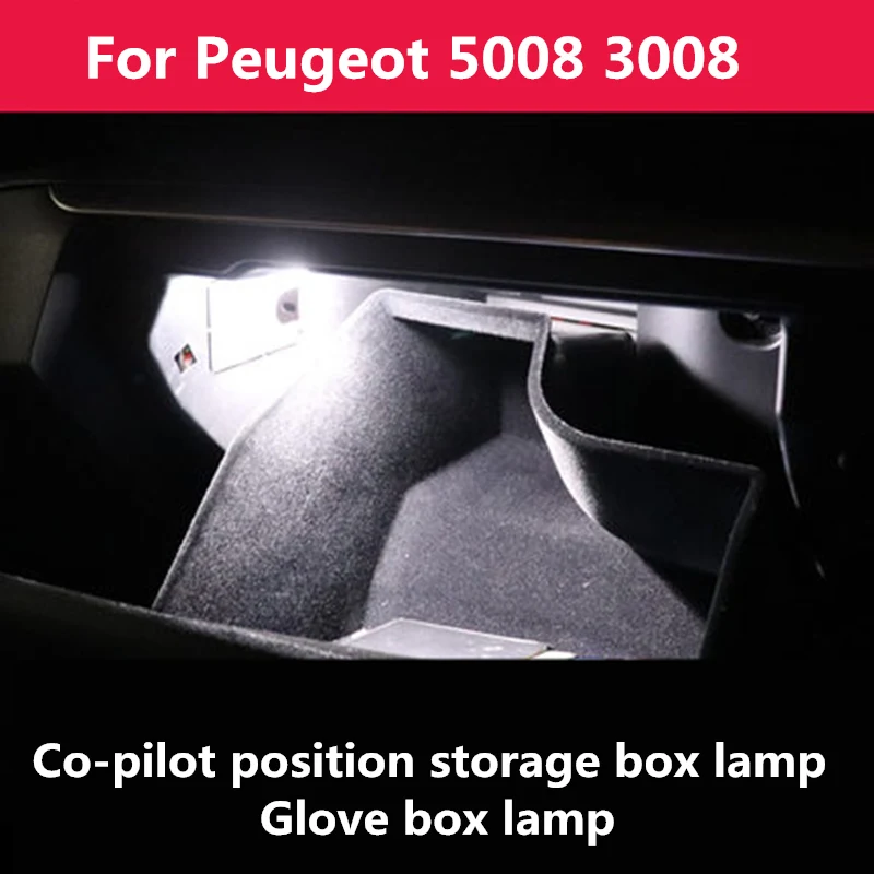 For Peugeot 5008 3008 2017 2018 2019 Co-pilot position storage box glove box lamp bead wick replacement lamp interior decoration